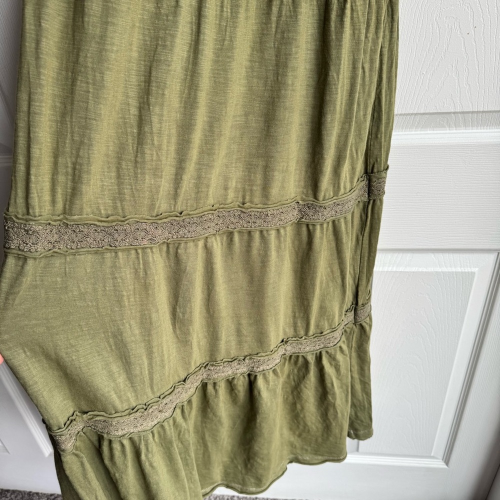 Romeo & Juliet Couture Beaded Olive Green Tiered Maxi Sundress - Picture 6 of 10